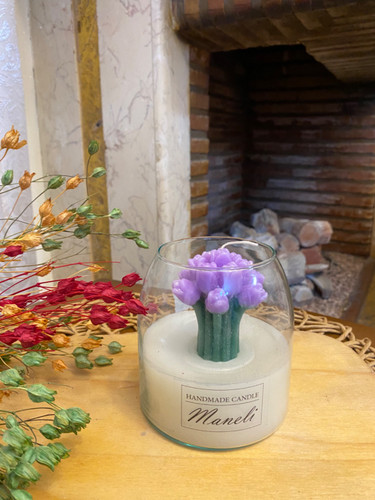 شمع شیشه ای گل